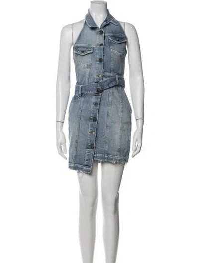 Pre-owned Retroféte Halterneck Mini Dress In Blue/white