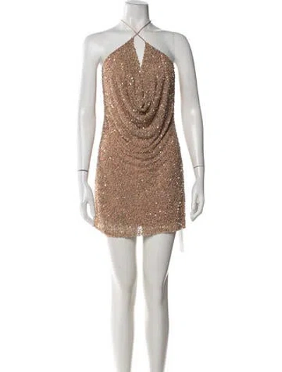 Pre-owned Retroféte Halterneck Mini Dress In Brown