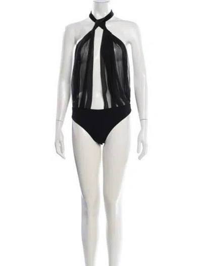 Pre-owned Retroféte Halterneck Sleeveless Bodysuit In Black