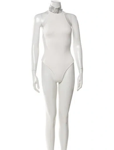 Pre-owned Retroféte Halterneck Sleeveless Bodysuit In White