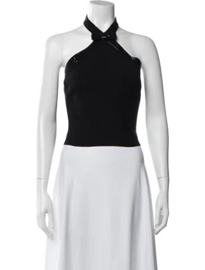 Pre-owned Retroféte Halterneck Sleeveless Crop Top In Black