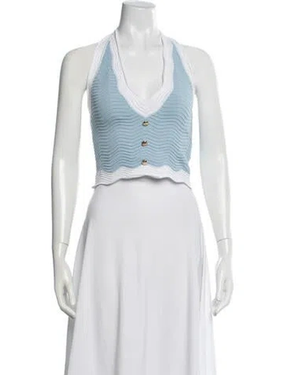 Pre-owned Retroféte Halterneck Sleeveless Crop Top In Black