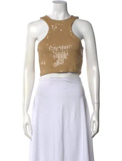 Pre-owned Retroféte Halterneck Sleeveless Crop Top In Neutral