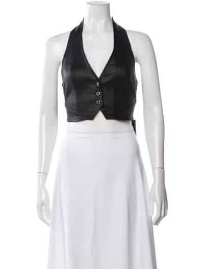 Pre-owned Retroféte Halterneck Sleeveless Crop Top W/ Tags In Black
