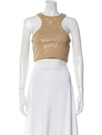 Pre-owned Retroféte Halterneck Sleeveless Crop Top W/ Tags In Neutrals