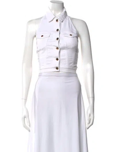 Pre-owned Retroféte Halterneck Sleeveless Crop Top W/ Tags In White