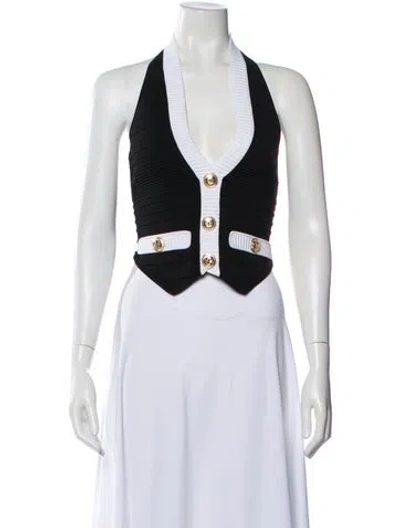 Pre-owned Retroféte Halterneck Sleeveless Crop Top In White