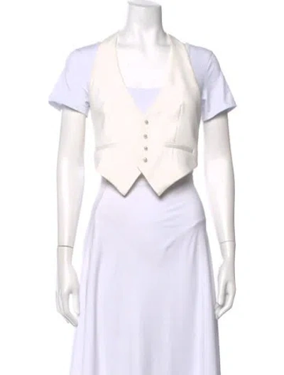 Pre-owned Retroféte Halterneck Sleeveless Crop Top In White