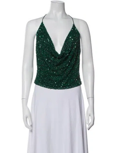Pre-owned Retroféte Halterneck Sleeveless Top W/ Tags In Green