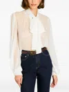 Retroféte Hasli Silk Chiffon Neck-tie Blouse In Neutral