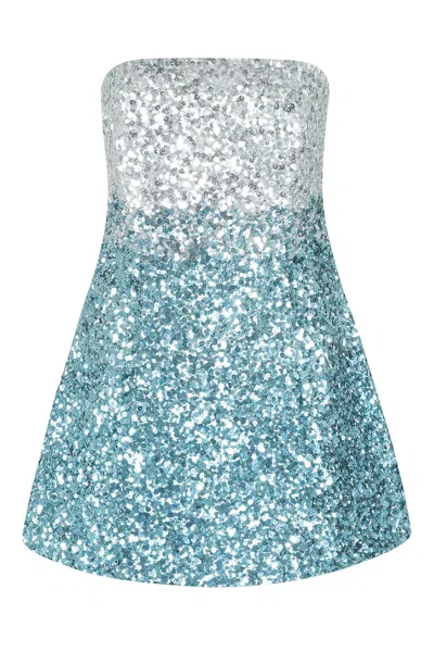 Retroféte Heavenly Tancy All-over Sequins Polyamide Mini Dress In Blue