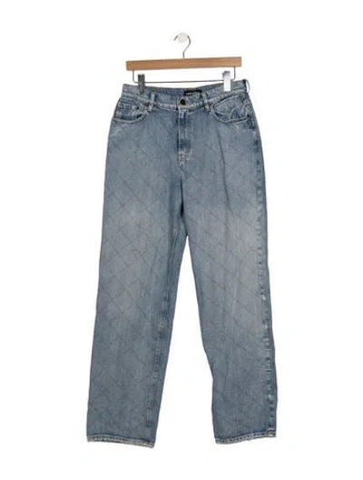 Pre-owned Retroféte High-rise Straight Leg Jeans In Blue
