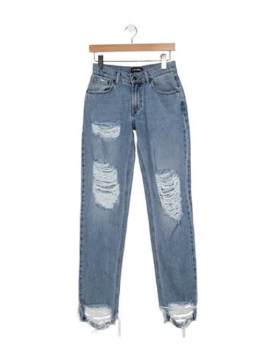 Pre-owned Retroféte High-rise Straight Leg Jeans In Blue