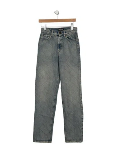 Pre-owned Retroféte High-rise Straight Leg Jeans In Blue