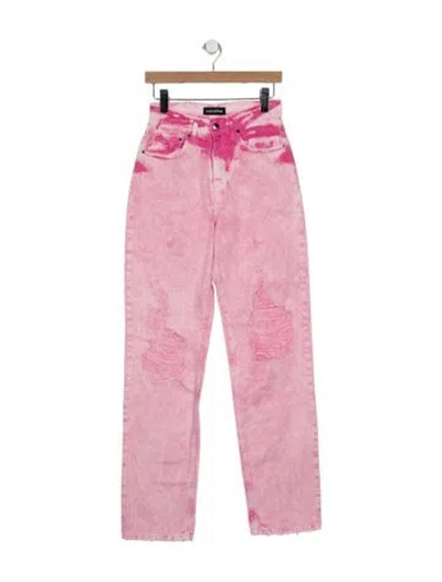 Pre-owned Retroféte High-rise Straight Leg Jeans In Pink