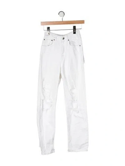 Pre-owned Retroféte High-rise Straight Leg Jeans In White