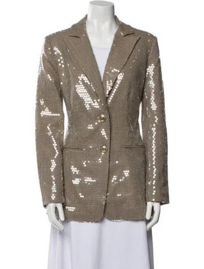 Pre-owned Retroféte Houndstooth Print Blazer In Neutral