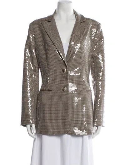 Pre-owned Retroféte Houndstooth Print Blazer In Neutral