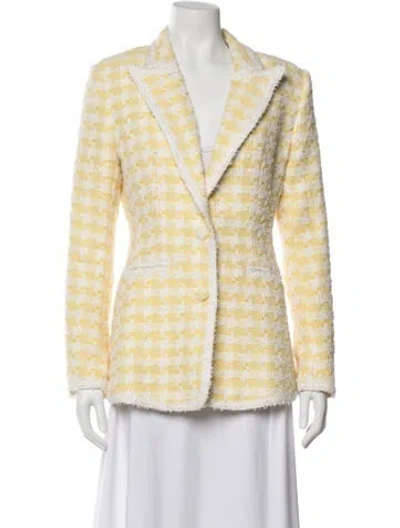 Pre-owned Retroféte Houndstooth Print Blazer In Yellow