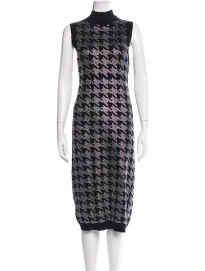 Pre-owned Retroféte Houndstooth Print Midi Length Dress In Blue