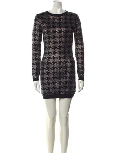Pre-owned Retroféte Houndstooth Print Mini Dress In Black