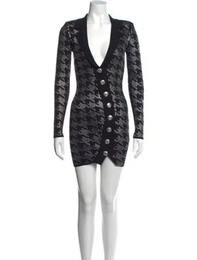Pre-owned Retroféte Houndstooth Print Mini Dress In Black