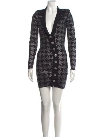 Pre-owned Retroféte Houndstooth Print Mini Dress In Black