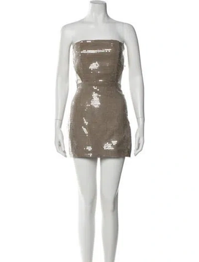 Pre-owned Retroféte Houndstooth Print Mini Dress In Gold