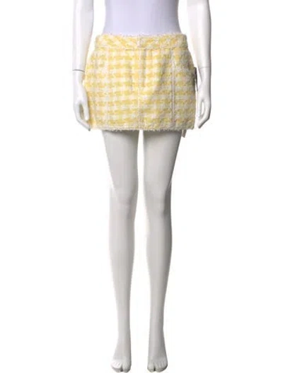 Pre-owned Retroféte Houndstooth Print Mini Skirt In Yellow