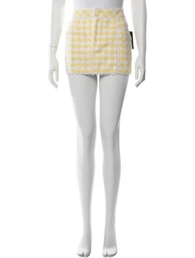 Pre-owned Retroféte Houndstooth Print Mini Skirt In Yellow