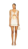 Retroféte Icelyn Shell-print Knot-front Mini Dress In Neutral