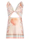 Retroféte Icelyn Shell-print Knot-front Mini Dress In Neutral
