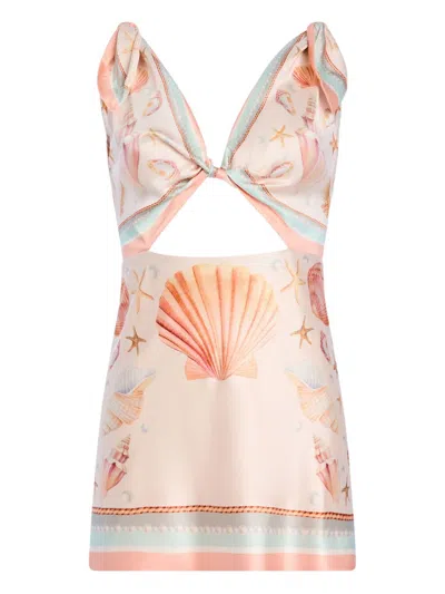 RETROFÉTE ICELYN SHELL-PRINT KNOT-FRONT MINI DRESS