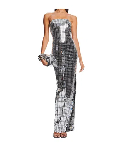 Retroféte Imani Metallic Strapless Gown In Silver