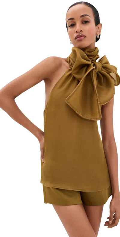 Retroféte Indira Silk Top Ochre In Brown