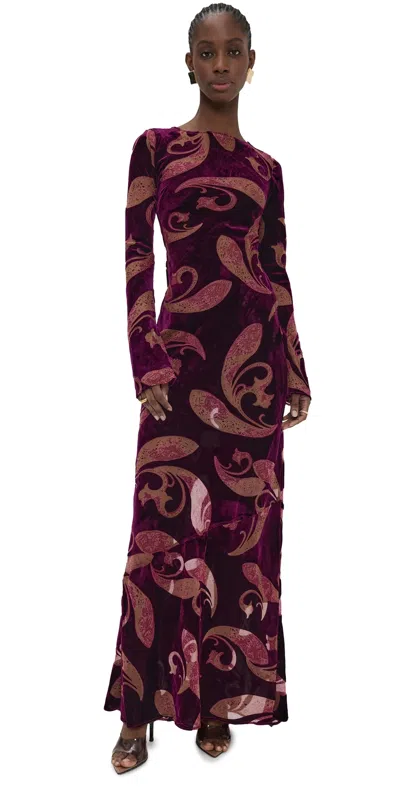 Retroféte Iona Velvet Dress Dark Paisley In Multi