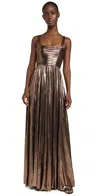 Retroféte Iris Metallic Maxi Dress In Metallic Bronze