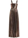 Retroféte Iris Metallic Maxi Dress In Brown