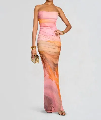 Retroféte Isadora Striking Sunset Dress In Pink In Multi