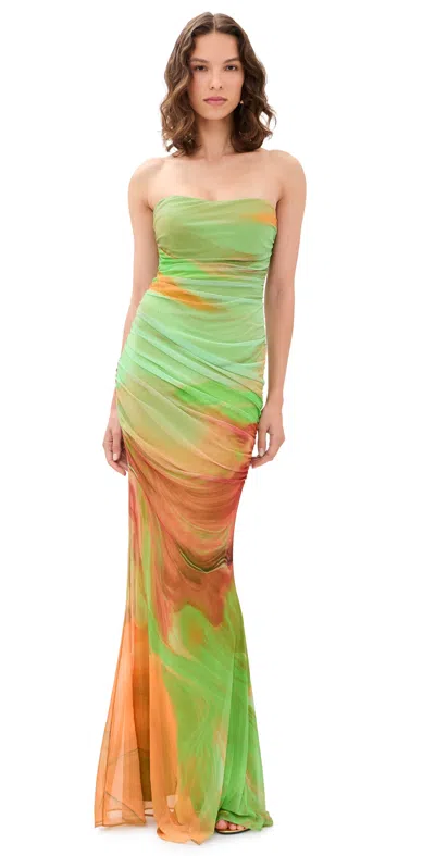 Retroféte Isadore Mesh Maxi Dress Pera Brushstroke
