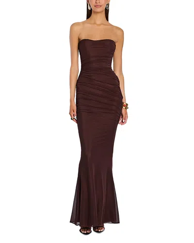 Retroféte Isadore Printed Brushstroke Maxi Dress In Burgundy