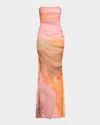 Retroféte Isadore Printed Brushstroke Maxi Dress In Brown