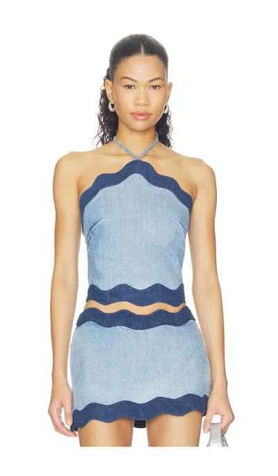 Retroféte Iselda Denim Top In Blue