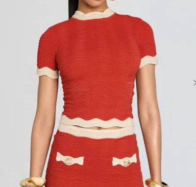 Retroféte Iyla Knit Top In Metallic Geranium In Red