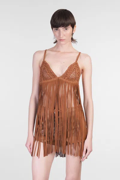 Retroféte Jacinta Topwear In Brown Suede