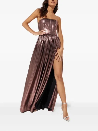 Retroféte Jaden Belted Maxi Dress In Brown