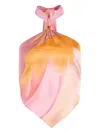 Retroféte Jamie Printed Brushstroke Halter Top In Pink