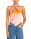 Retroféte Jamie Printed Brushstroke Halter Top In Multi