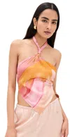 Retroféte Jamie Printed Brushstroke Halter Top