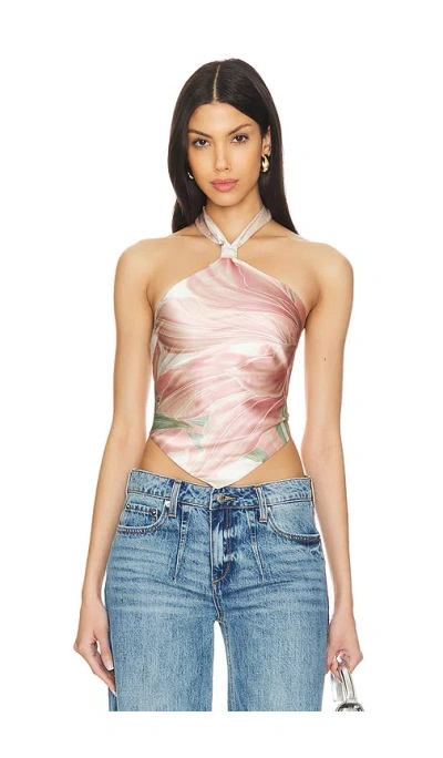 Retroféte Jamie Top In Dusty Pink Botanical